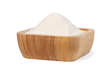 bowl of flour on white background