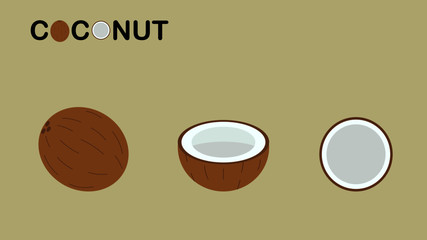 Coconut on the green background