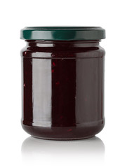 Jars of jam isolated on white background