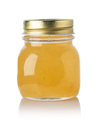 Jars of jam isolated on white background