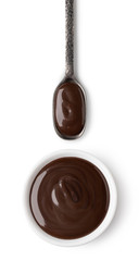 bowl and spoon with chocolate spread