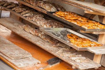 Traditional Rye flour bread cooked on site during the 