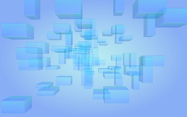 Blue and purple abstract digital and technology background. The pattern with repeating rectangles. 3D illustration