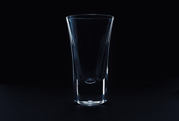 empty glass on black background, isolate
