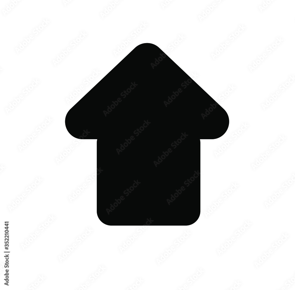 Poster black large rounded solid up arrow icon sketched as vector symbol