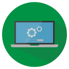 Laptop software update vector icon