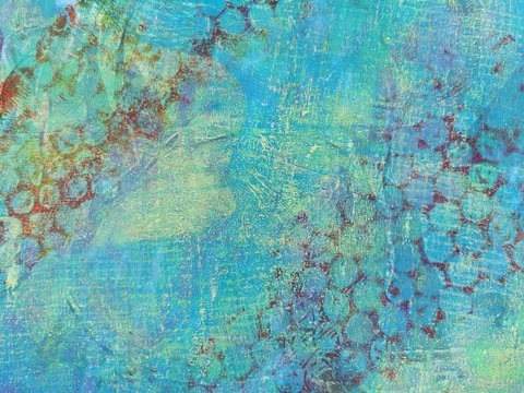 turquoise nap structure monoprint