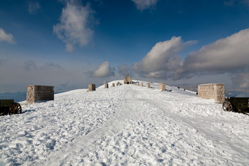 War memorial landmark, Italian alps, mount Grappa