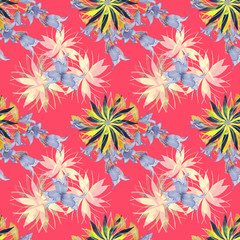 Fototapeta na wymiar Bell flowers on abstract background, seamless pattern.