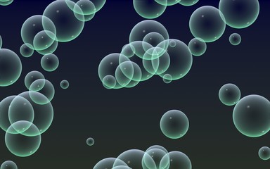 Dark background green mesh bubbles. Wallpaper, texture with bubble. 3D illustration