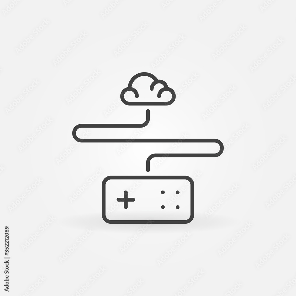 Poster retro gamepad with cloud line icon. vector gaming on demand concept sign in outline style