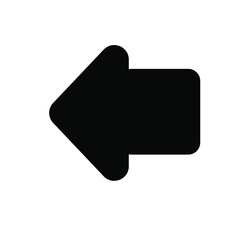 Black large rounded left solid arrow icon sketched as vector symbol	