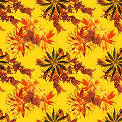 Bell flowers on abstract background, seamless pattern.