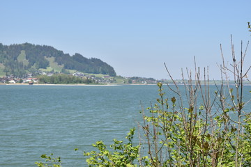 ausblick über den Sihlsee in der Schweiz am 18.5.2020