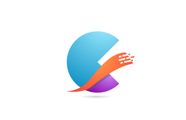 pink blue C alphabet letter logo icon for company and business with house contour design