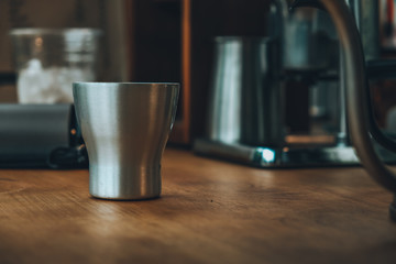Close-up of the ground coffee cup,Alternative ways of brewing coffee