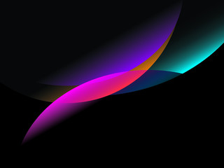 Blue and pink curves set on a black background. EPS10 vector image.