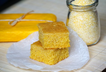 A healthy homemade cake made from corn grits