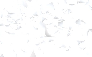 Flying sheets of paper isolated on white background. Abstract money is flying in the air. 3D illustration