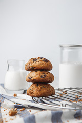 chocolate chip cookies and milk