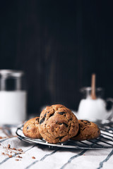 chocolate chip cookies and milk
