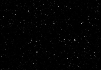 Black Starry Sky. Dark night sky. Infinity space with shiny stars. Mystery dark Universe. Vector background