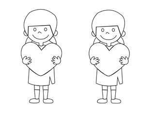Cartoon girl on a white background.

