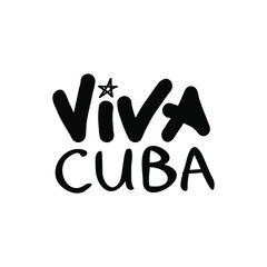 Viva cuba lettering logo icon Handwritten calligraphy Fashion design concept independence day celebration banner print clothes apparel greeting invitation card picture badge book poster flyer Vector