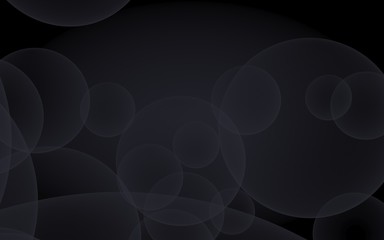 Abstract black background. Backdrop with dark transparent bubbles. 3D illustration