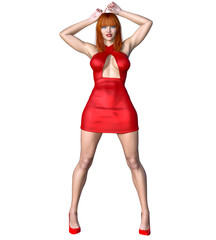 Beautiful woman in short mini dress.