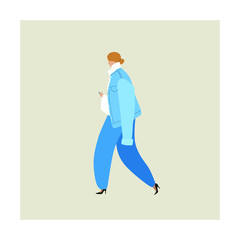 Vector illustration of fashion girl dressed up in denim.  