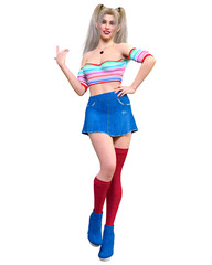 Young attractive girl in school uniform.