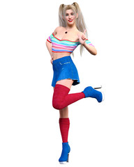 Young attractive girl in school uniform.