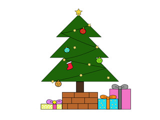 Christmas tree - cartoon characters isolated illustration on white background.

