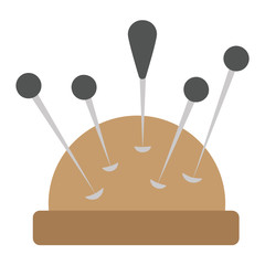 Pin Cushion Concept, Tailor and Dressmaker Accessories on white background, Bunch of sewing needle vector color icon design 