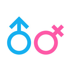 Gender symbols blue and pink vector isolated on white background