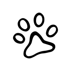Cat paw hand-drawn. Vector doodle illustration black outline on a white background