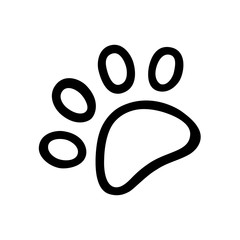 Cat paw hand-drawn. Vector doodle illustration black outline on a white background