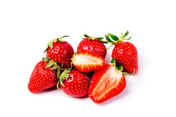 Closeup shot of fresh strawberries. Isolated