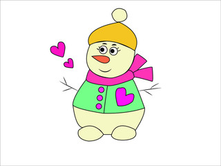 Snowman vector illustration on white background.
