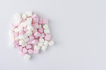 Obraz na płótnie Canvas Pink and White Marshmallows Top View