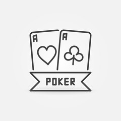 Poker Pair of Aces linear minimal concept vector icon or logo element