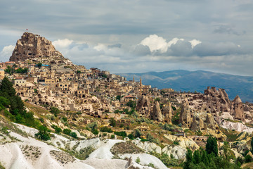 Fototapeta premium uchisar town in beautiful cappadocia