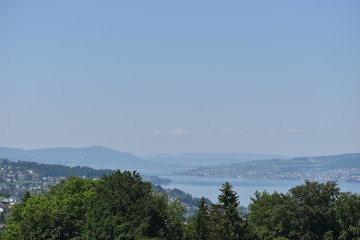Ausblick über den Zürichsee in der Schweiz 18.5.2020