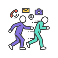 Pursuit color line icon. Invasion of privacy. Harassment, and violence. Human rights. Sign for web page, mobile app, button, logo. Editable stroke