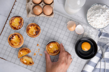 Egg tart, traditional Portuguese dessert, pasteis de Nata Portuguese Custard Tarts.