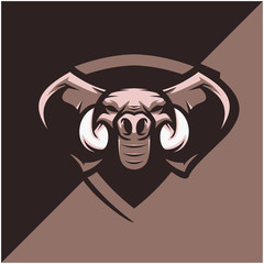 Elephant head logo for sport or esport team. Design element for company logo, label, emblem, apparel or other merchandise. Scalable and editable Vector illustration