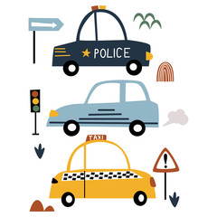 nursery poster with transport - vector illustration, eps