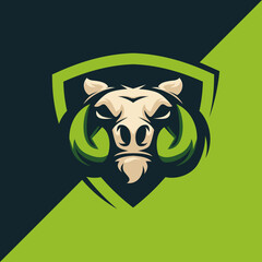 Warthog Wild Boar head logo for sport or esport team. Design element for company logo, label, emblem, apparel or other merchandise. Scalable and editable Vector illustration