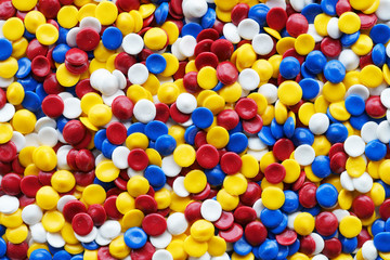 colorful industrial plastic pellets